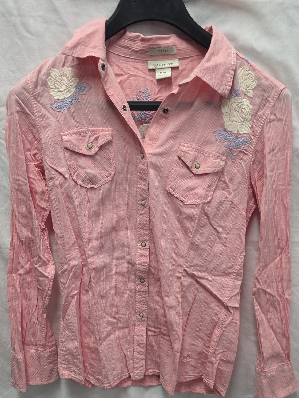 Ariat Light Pink Floral Embroidered Western Shirt